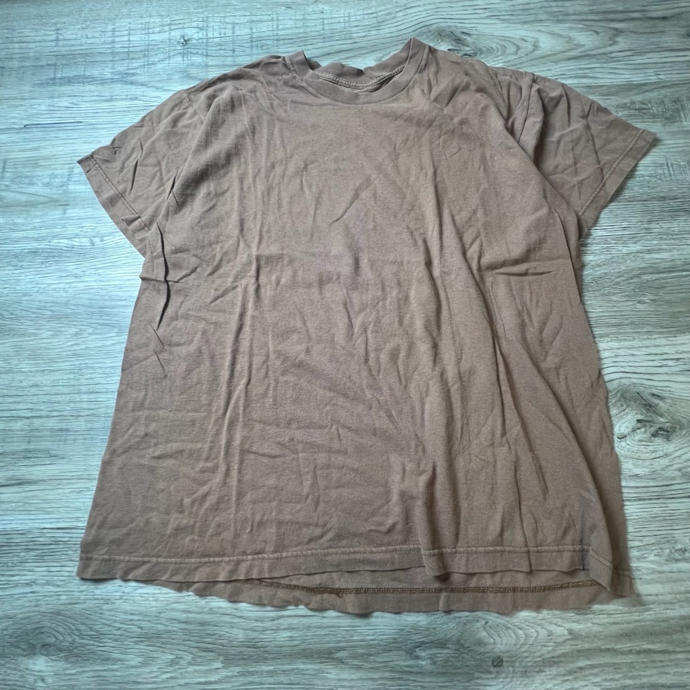 Unbranded T-Shirt Mens‎ XL Brown Solid Crew Neck Short Sleeve Basic Tee M99